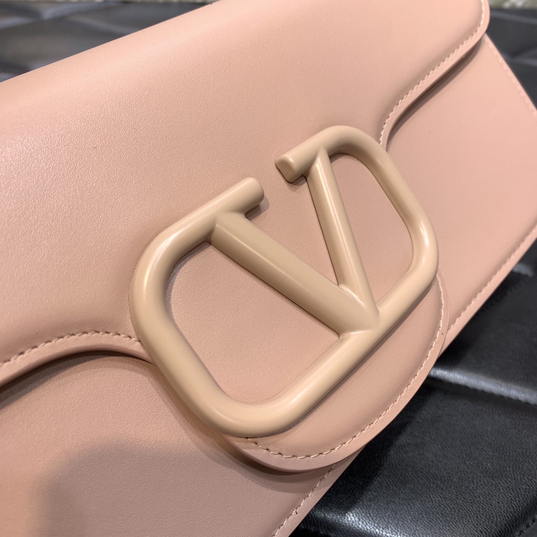 Valentino Garavani Loco Shoulder Bag in Nude Pink Calfskin Leather